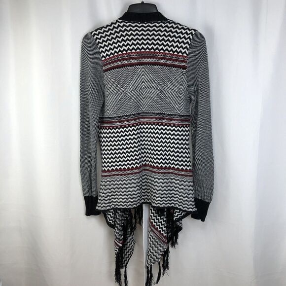 Vanity Womens Medium Open Front Long Sleeve Holyday Cardigan Sweater Fringe M - Picture 3 of 10